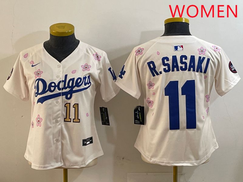 Women Los Angeles Dodgers 11 R.Sasaki Cream Sakura Edition 2025 Nike MLB Jersey style 6